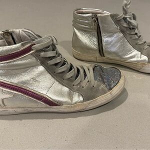 Golden Goose Silver+Maroon High-Tops